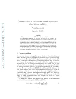 Concentration in unbounded metric spaces and algorithmic stability