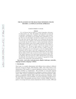 The placement of the head that minimizes online memory: a complex
  systems approach