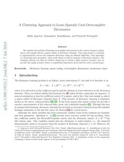 A Clustering Approach to Learn Sparsely-Used Overcomplete Dictionaries