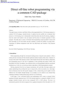 Direct off-line robot programming via a common CAD package
