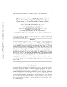 Structure Learning of Probabilistic Logic Programs by Searching the
  Clause Space