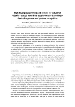 High-level programming and control for industrial robotics: using a
  hand-held accelerometer-based input device for gesture and posture
  recognition