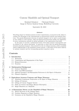 Contour Manifolds and Optimal Transport