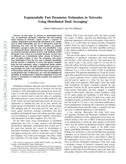 Exponentially Fast Parameter Estimation in Networks Using Distributed
  Dual Averaging