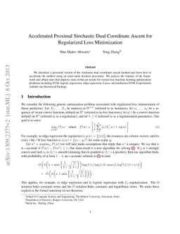 Accelerated Proximal Stochastic Dual Coordinate Ascent for Regularized
  Loss Minimization