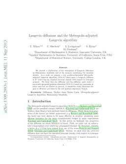 Langevin diffusions and the Metropolis-adjusted Langevin algorithm
