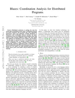Blazes: Coordination Analysis for Distributed Programs