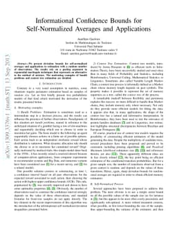 Informational Confidence Bounds for Self-Normalized Averages and
  Applications