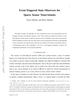 Event-Triggered State Observers for Sparse Sensor Noise/Attacks