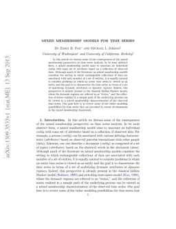 Mixed Membership Models for Time Series