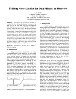 Utilizing Noise Addition for Data Privacy, an Overview