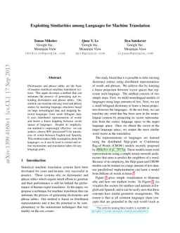 Exploiting Similarities among Languages for Machine Translation