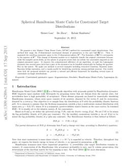 Spherical Hamiltonian Monte Carlo for Constrained Target Distributions