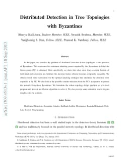 Distributed Detection in Tree Topologies with Byzantines