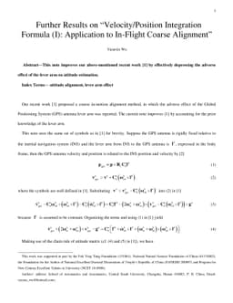 Further results on "Velocity-position integration formula, part
  I-Application to in-flight alignment"