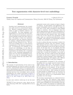 Text segmentation with character-level text embeddings