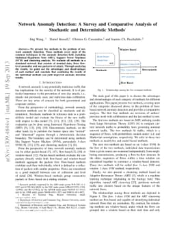 Network Anomaly Detection: A Survey and Comparative Analysis of
  Stochastic and Deterministic Methods