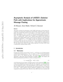 Asymptotic Analysis of LASSOs Solution Path with Implications for
  Approximate Message Passing