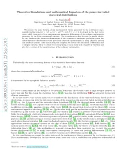 Theoretical foundations and mathematical formalism of the power-law
  tailed statistical distributions