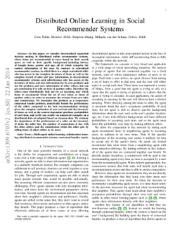 Distributed Online Learning in Social Recommender Systems