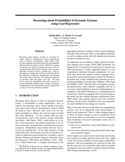 Reasoning about Probabilities in Dynamic Systems using Goal Regression