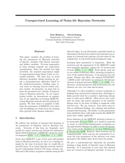 Unsupervised Learning of Noisy-Or Bayesian Networks