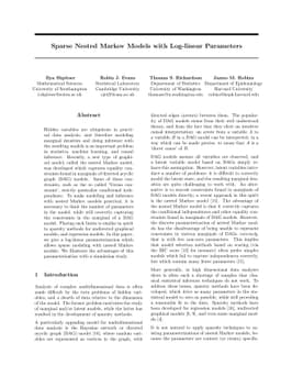 Sparse Nested Markov models with Log-linear Parameters