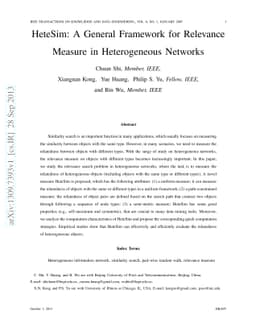 HeteSim: A General Framework for Relevance Measure in Heterogeneous
  Networks