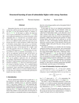 Structured learning of sum-of-submodular higher order energy functions