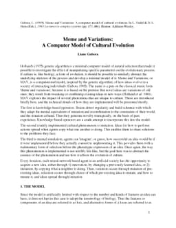 Meme and Variations: A Computer Model of Cultural Evolution