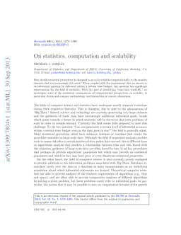 On statistics, computation and scalability