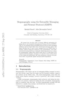 Steganography using the Extensible Messaging and Presence Protocol
  (XMPP)