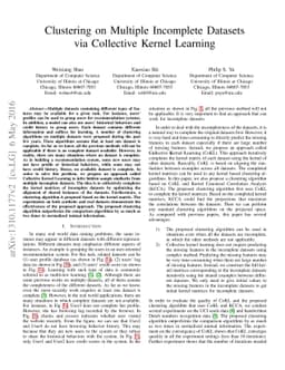 Clustering on Multiple Incomplete Datasets via Collective Kernel
  Learning