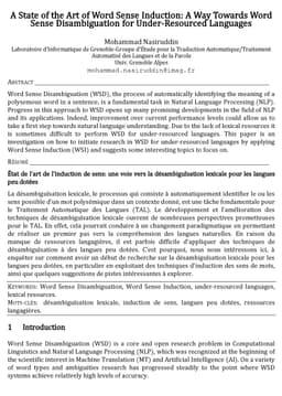 A State of the Art of Word Sense Induction: A Way Towards Word Sense
  Disambiguation for Under-Resourced Languages