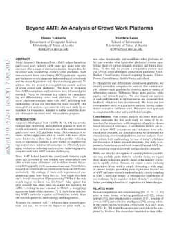 Beyond AMT: An Analysis of Crowd Work Platforms