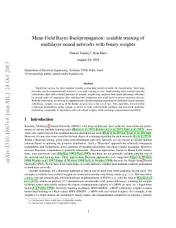 Mean Field Bayes Backpropagation: scalable training of multilayer neural
  networks with binary weights