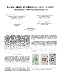 Feature Selection Strategies for Classifying High Dimensional
  Astronomical Data Sets