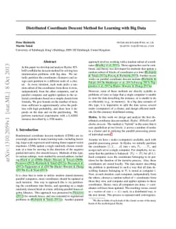 Distributed Coordinate Descent Method for Learning with Big Data