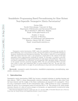 Semidefinite Programming Based Preconditioning for More Robust
  Near-Separable Nonnegative Matrix Factorization