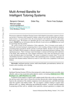 Multi-Armed Bandits for Intelligent Tutoring Systems