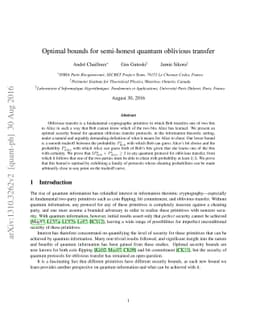 Optimal bounds for semi-honest quantum oblivious transfer