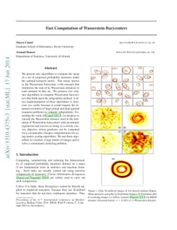 Fast Computation of Wasserstein Barycenters