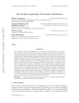 On the Bayes-optimality of F-measure maximizers