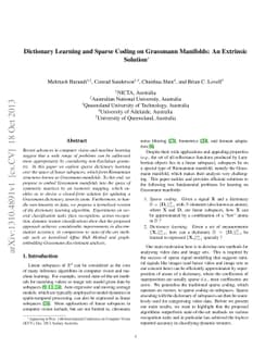 Dictionary Learning and Sparse Coding on Grassmann Manifolds: An
  Extrinsic Solution