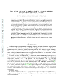Stochastic Gradient Descent, Weighted Sampling, and the Randomized
  Kaczmarz algorithm