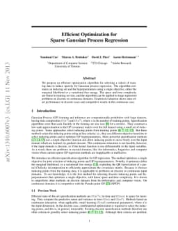 Efficient Optimization for Sparse Gaussian Process Regression