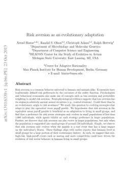Risk aversion as an evolutionary adaptation