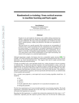 Randomized co-training: from cortical neurons to machine learning and
  back again