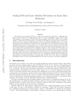 Scaling SVM and Least Absolute Deviations via Exact Data Reduction