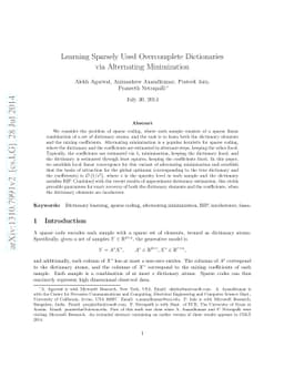 Learning Sparsely Used Overcomplete Dictionaries via Alternating
  Minimization